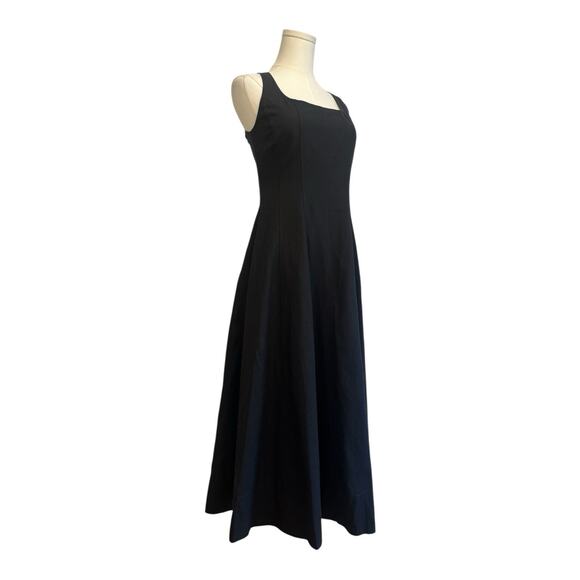NWT Madewell Black Seamed Squareneck Midi Dress Size 4 Cotton Linen Blend Black - Picture 2 of 8
